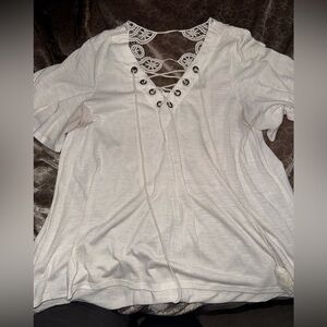 Women's Lace-Up White Top